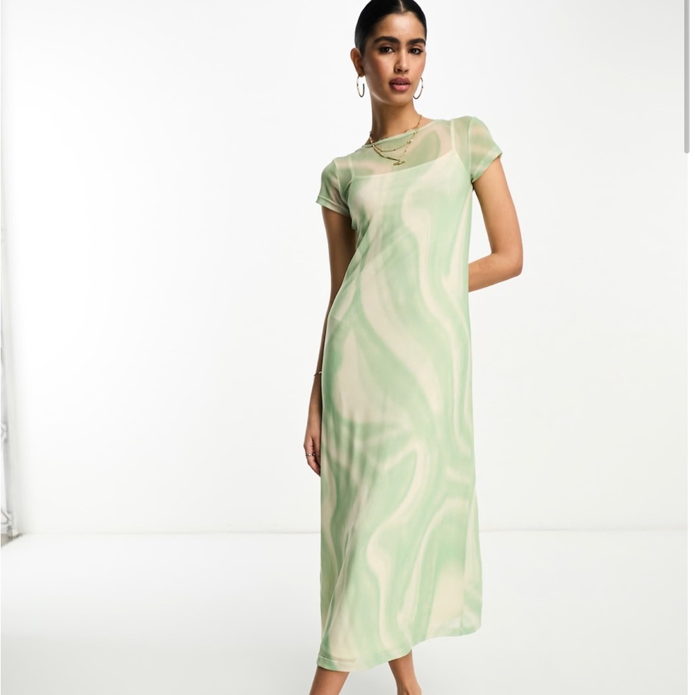 ASOS Green and Cream Swirl Dress